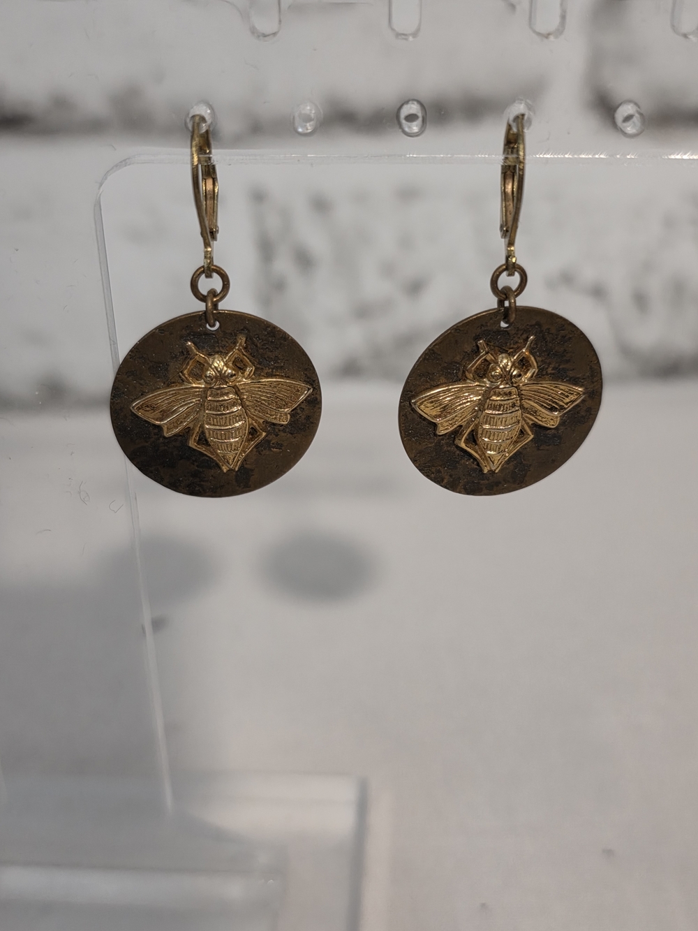 Gold Bee Disc Drop Earrings - Women Jewelry Earrings